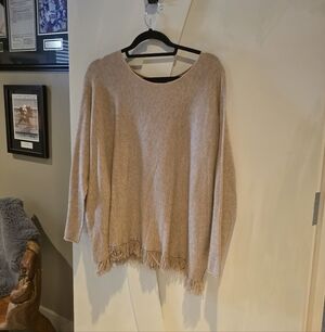 Ellisia Women's Tan Sweater with Fringe